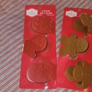 Holiday Time Red  Bag Clips 3-Pack